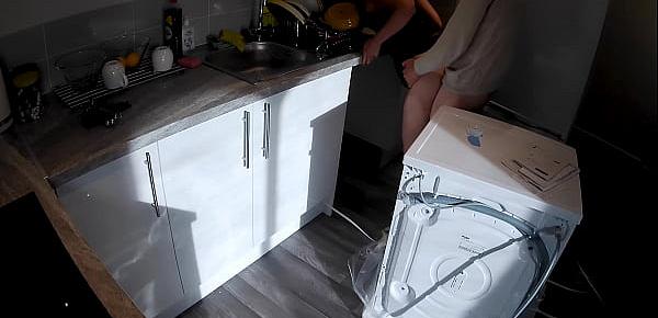  Horny wife seduces a plumber in the kitchen while her husband at work.